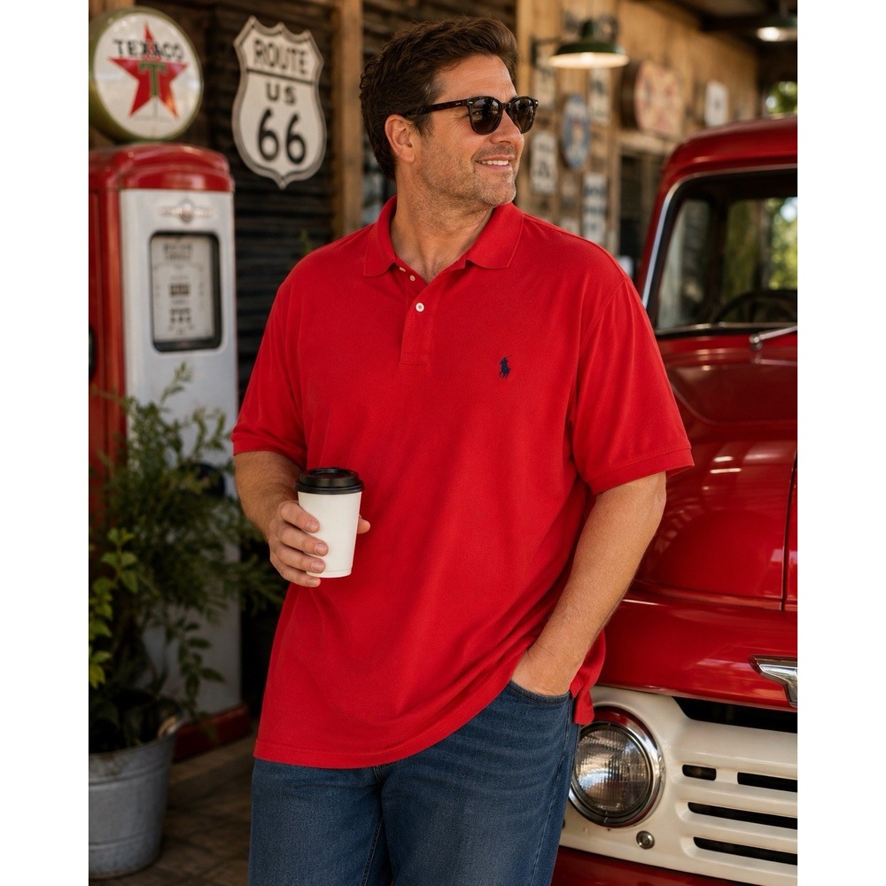Polo Ralph Lauren Men's 5XB Big & Tall Red Cotton Polo Shirt Pony NWT